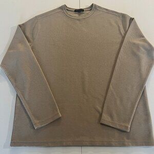 Banana Republic Crew Shirt Mens Size XL Tan Textured Double Knit Long Sleeve